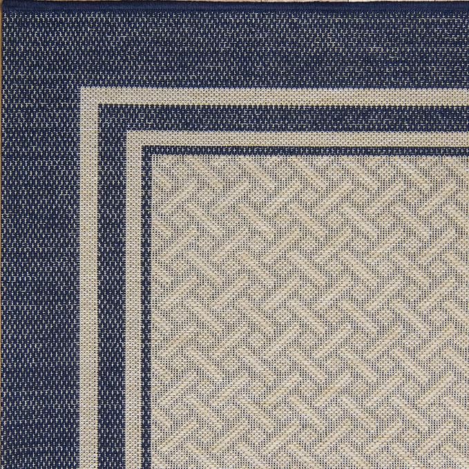 Gertmenian Indoor/Outdoor Flatweave Area Rug - 8x10 Large, Stain & UV Resistant, Ideal For Deck, Patio, Poolside, Mudroom - Simple Border, Navy Blue, 22010