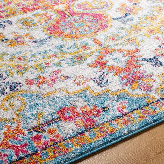 Livabliss Odelia Vintage Bohemian Area Rug,9' x 12'6",Orange/Aqua