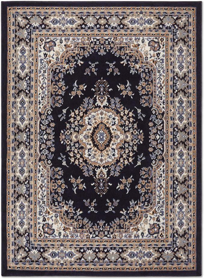 Home Dynamix Premium Sakarya Traditional Medallion Area Rug, Navy Blue/Brown, 5'2"x7'4"
