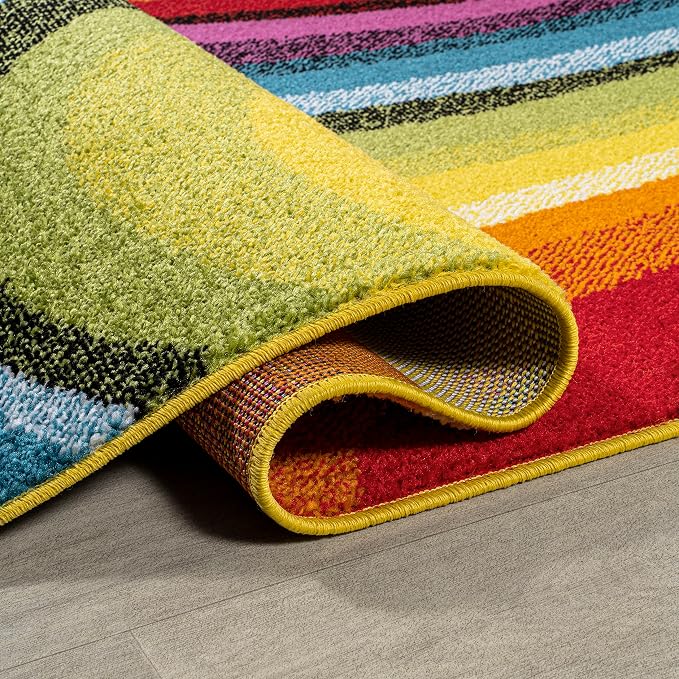 JONATHAN Y Flow Abstract Swirl Indoor Area Rug 3x5, Red/Yellow/Blue, Modern, Coastal, Easy-Cleaning for Living Room, Bedroom, Kitchen, Pet Friendly, Non-Shedding (DZC100A-3)