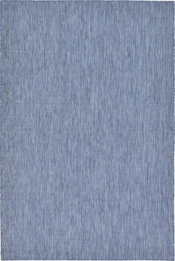 Unique Loom Collection Casual Transitional Solid Heathered Indoor/Outdoor Flatweave Area Rug (6' 1" x 9' Rectangle, Blue/Navy Blue)