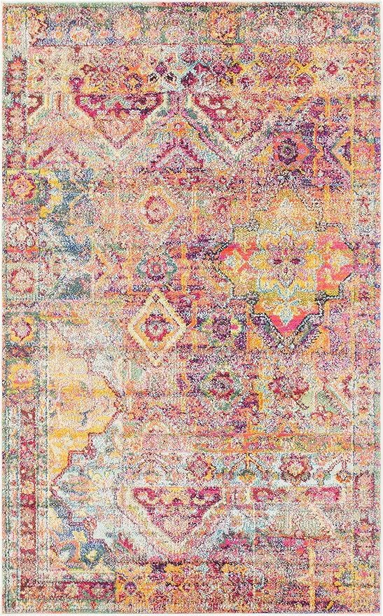 Unique Loom Monterey Collection Area Rug - Aztec (5' 1" x 8' Rectangle Multi/Blue)