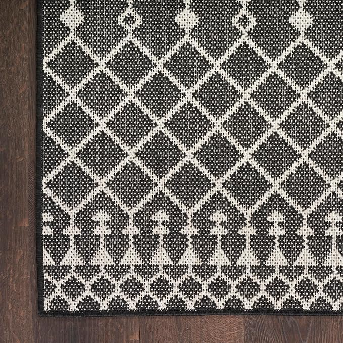 Nourison Home Positano Black 10' x Square Area Rug - Easy Clean, Non Shedding, Bed Room, Living Room, Dining Room, Kitchen (10' x Square)