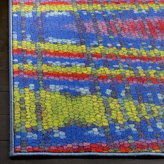 SAFAVIEH Aztec Collection Accent Rug - 4' x 6', Blue & Multi, Abstract Design, Non-Shedding & Easy Care, Ideal for High Traffic Areas in Entryway, Living Room, Bedroom (AZT203C)