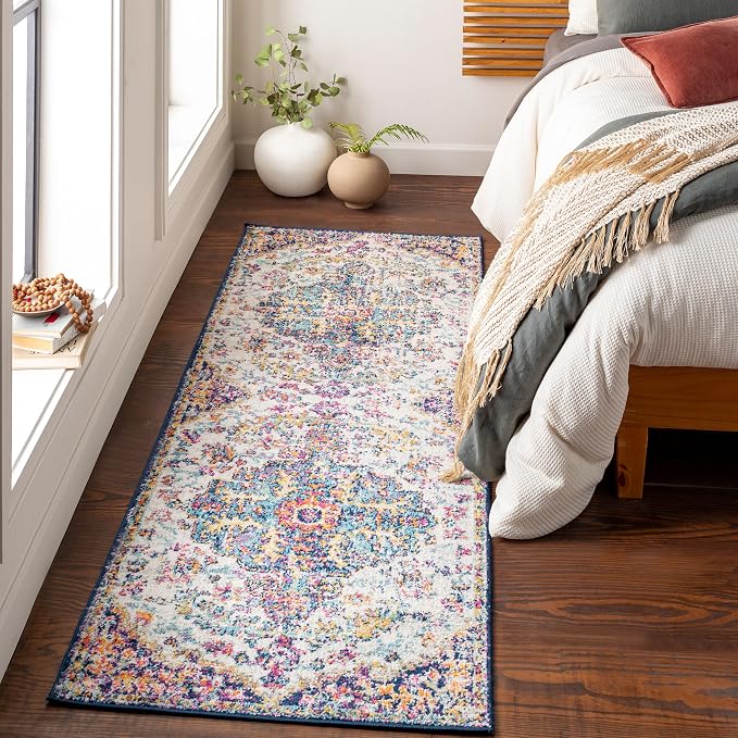 Livabliss Odelia Vintage Bohemian Runner Area Rug,2'7" x 7'3",Purple/Grey