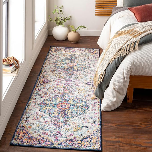 Livabliss Odelia Vintage Bohemian Runner Area Rug,2'7" x 7'3",Purple/Grey