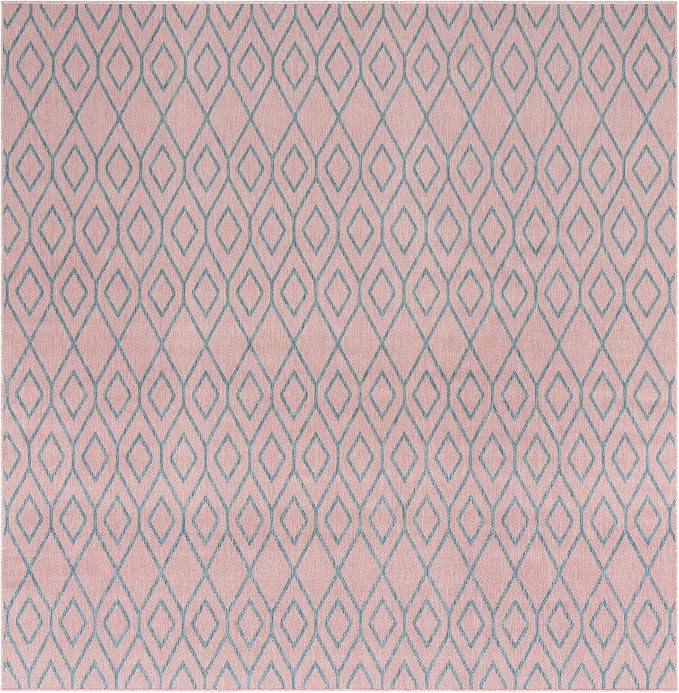Jill Zarin Outdoor Collection Area Rug - Turks and Caicos (10' 8" Square Pink and Aqua/Light Blue)