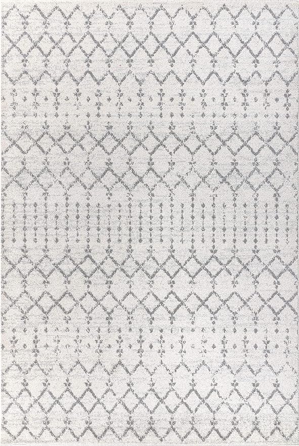 JONATHAN Y Boho Vintage Diamond Cream/Gray Indoor Area Rug 9X12 ft, Moroccan Hype for Living Room, Bedroom, Kitchen, Office, Easy-Cleaning, High Traffic, Pet-Friendly, Non-Shedding (MOH101B-9)
