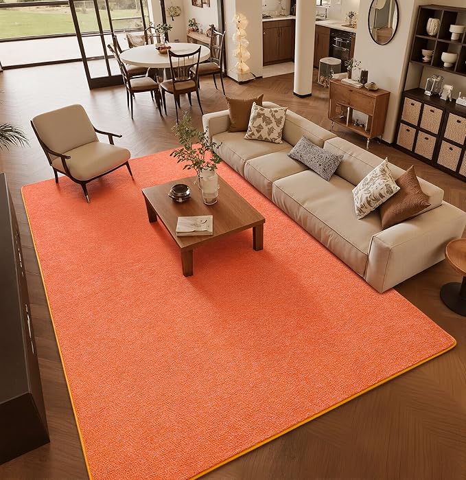 Chicrug Modern 3x5 Memory Foam Area Rugs for Bedroom Living Room | Low-pile Carpet Rug for Kids Playroom, Floor Rug for Bedside Dorm Dining Room Home Decor, Orange and White