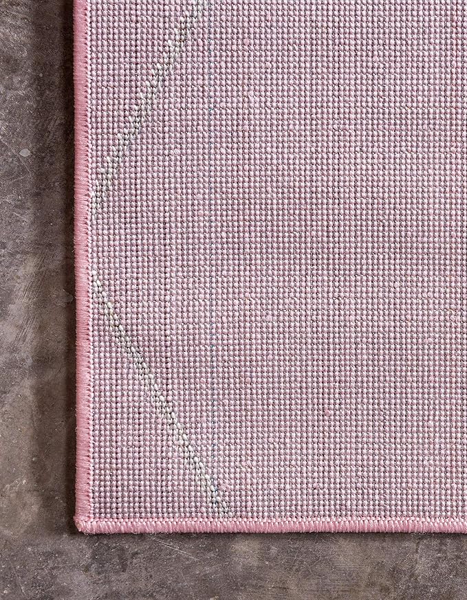 Unique Loom Trellis Frieze Collection Area Rug - Geometric (8' x 11', Light Pink/ Ivory)