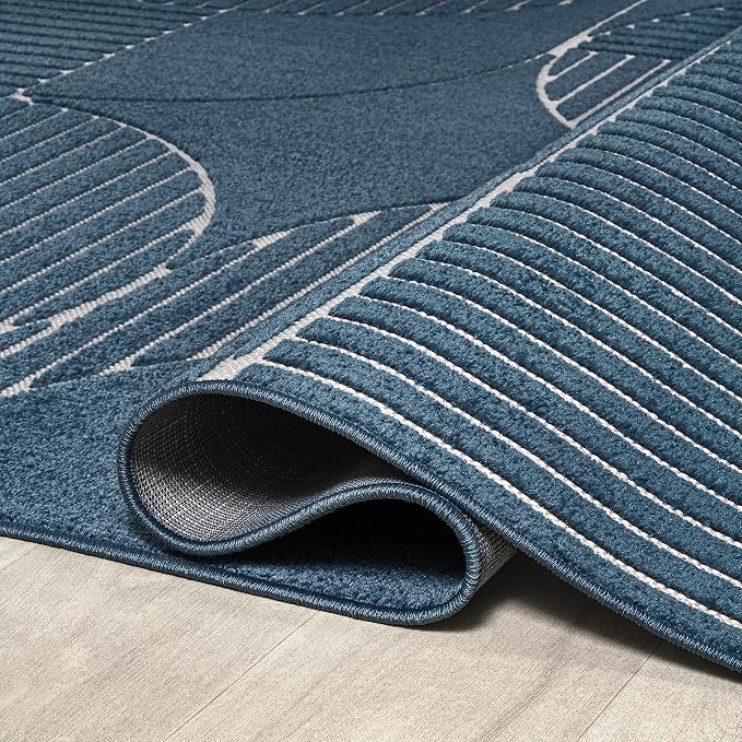 JONATHAN Y Nordby High-Low Arch Striped Navy/Cream Indoor/Outdoor Area Rug, 3x5, Contemporary, Bohemian, Transitional for Bedroom,Kitchen,Living Room,Non Shedding,Easy-Washing (SCN104A-3)