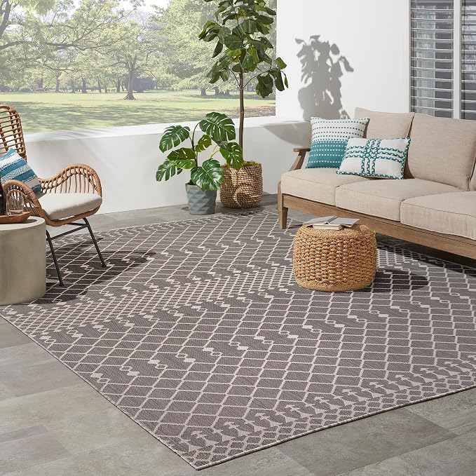 Nourison Home Positano Charcoal 8' x 10' Area Rug - Easy Clean, Non Shedding, Bed Room, Living Room, Dining Room, Kitchen (8' x 10')