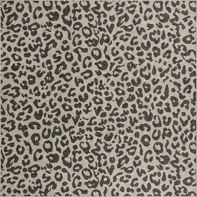 Unique Loom Outdoor Safari Collection Area Rug - Leopard (10' 8" Square, Light Gray/ Gray)
