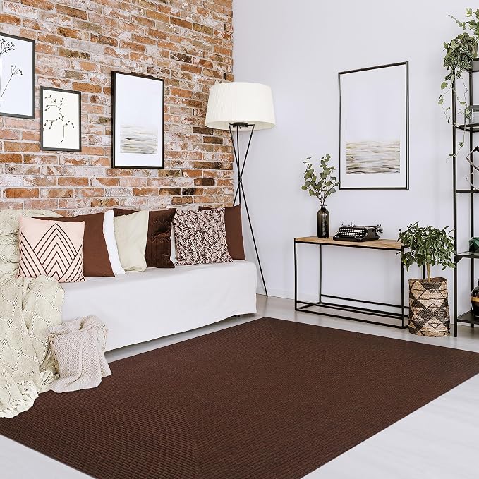 Superior Indoor/ Outdoor Area Rug, Reversible Braided Home Floor Decor for Living Room, Kitchen, Entryway, Patio, Front Porch, Deck, Modern, Boho, Farmhouse Style, 6' x 9', Cocoa