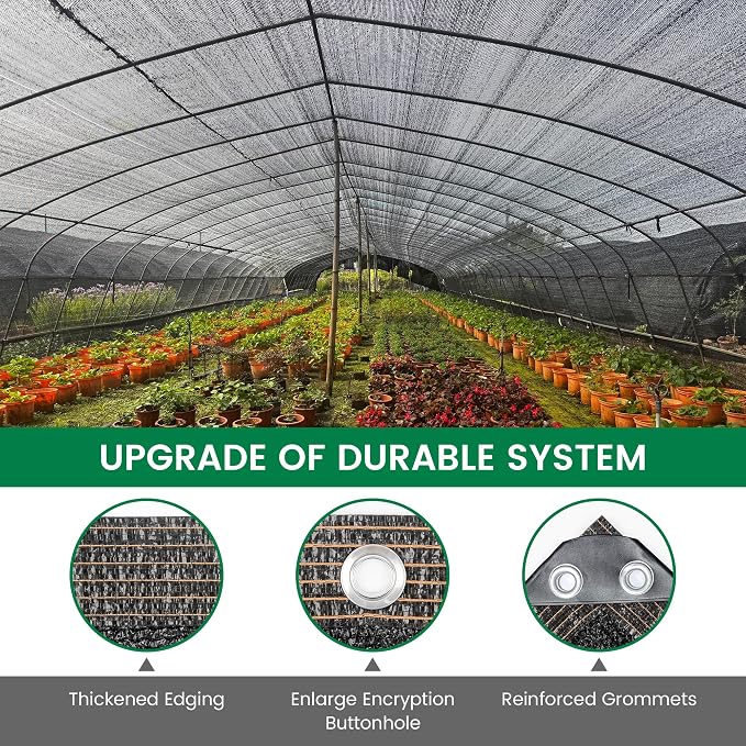 50% 30 X 50 FT Black Shade Cloth, Outdoor Woven Sun Shade with Grommets, Durable Breathable Netting Shading Antifreezing for Patio, Garden, DIY Home, Plants Cover, Greenhouse, Dog Kennel