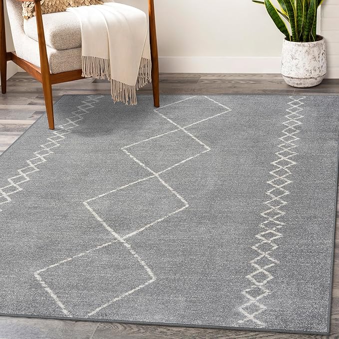LUXE WEAVERS Daphnes Grey 5x7 Boho Moroccan Geometric Area Rug 2735