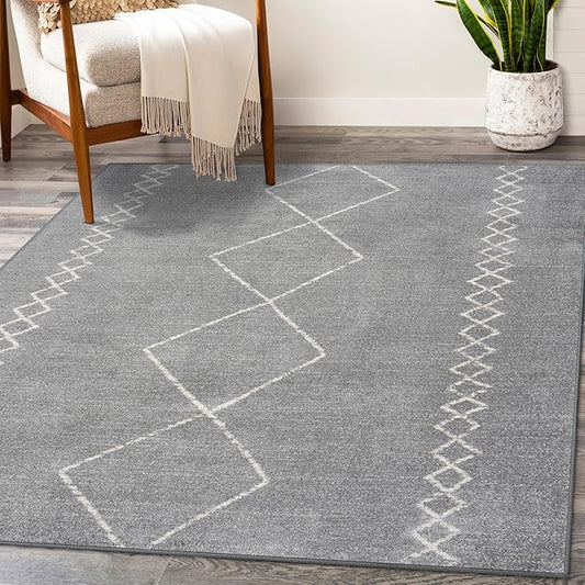 LUXE WEAVERS Daphnes Grey 5x7 Boho Moroccan Geometric Area Rug 2735