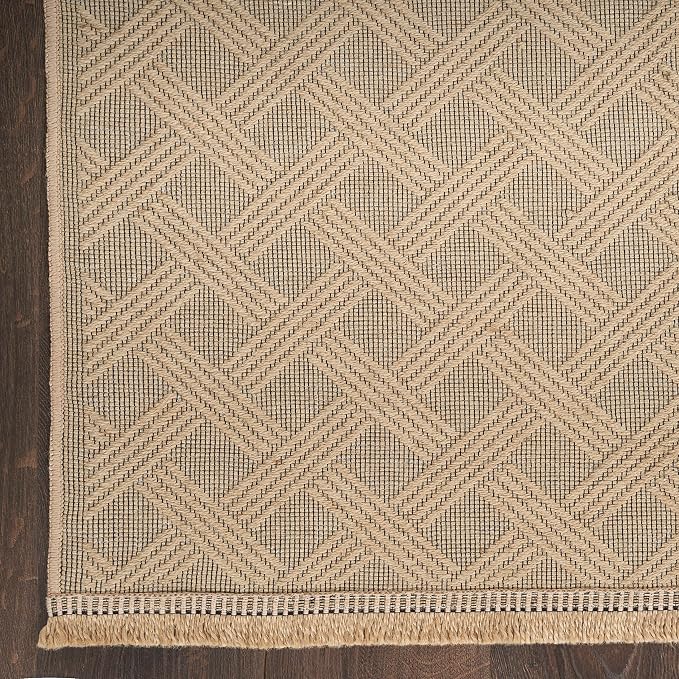 Nourison Home Washable Organic Geometric Natural 2' x 4' Area -Rug, Easy -Cleaning, Non Shedding, Bed Room, Living Room, Dining Room, Kitchen (2x4) )