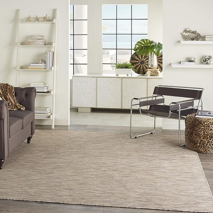 Nourison Home Positano Beige 7' x 10' Area Rug - Easy Clean, Non Shedding, Bed Room, Living Room, Dining Room, Kitchen (7' x 10')