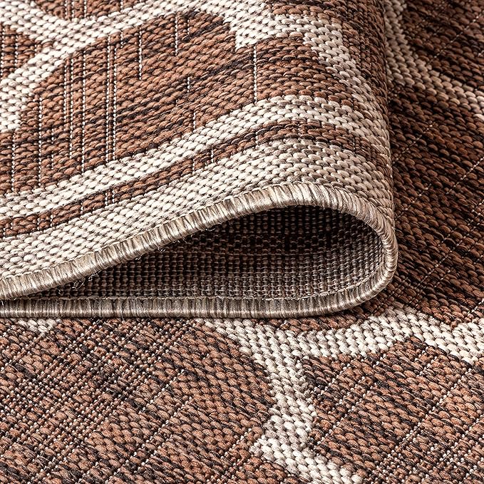 JONATHAN Y Moroccan Trellis Indoor Outdoor Runner Rug 2X20 Espresso/Taupe, Trebol Textured Weave for Backyard, Patio, Porch, Easy-Cleaning, High Traffic, Pet-Friendly, Non-Shedding (SMB109B-220)