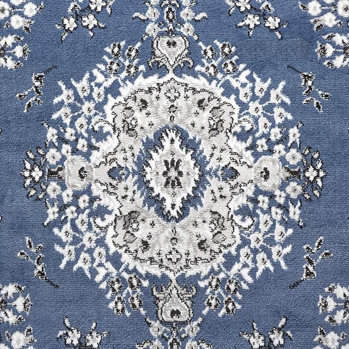 Home Dynamix Premium Sakarya Traditional Medallion Border Area Rug, Midnight Blue, 1'9"x7'2" Runner