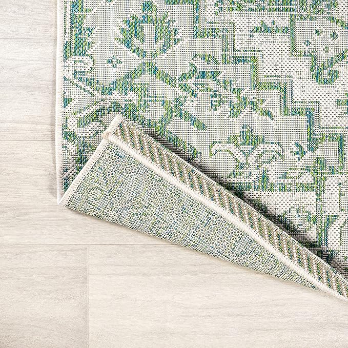 JONATHAN Y Boho Medallion Indoor Outdoor Area Rug 8X10 Green/Cream, Estrella Textured Weave for Backyard, Patio, Porch, Easy-Cleaning, High Traffic, Pet-Friendly, Non-Shedding (SMB105G-8)