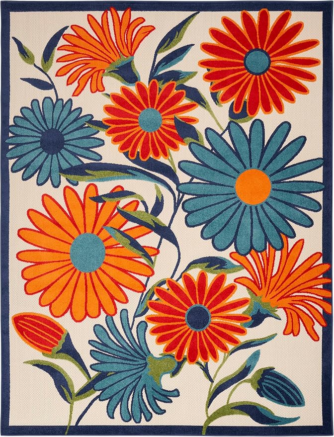 Nourison Home Aloha Multicolor 3'6" x 5'6" Area Rug - Easy Clean, Non Shedding, Bed Room, Living Room, Dining Room, Kitchen (4' x 6')