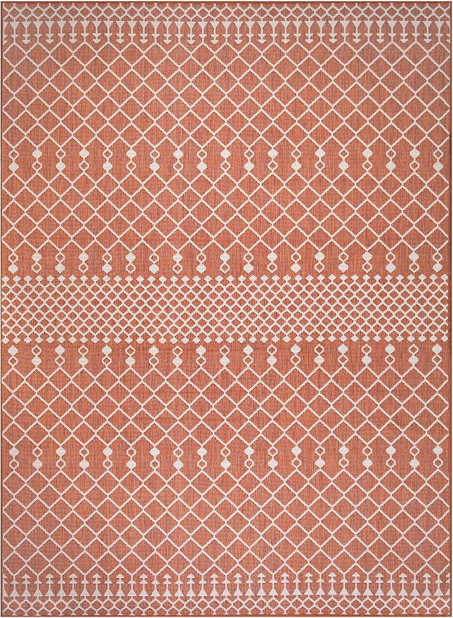 Nourison Home Positano Terracotta 9' x 12' Area Rug - Easy Clean, Non Shedding, Bed Room, Living Room, Dining Room, Kitchen (9' x 12')