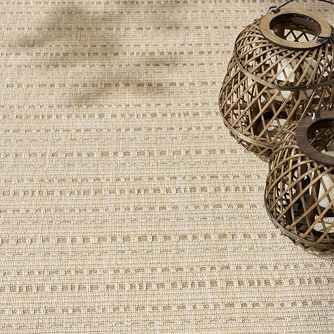 Nourison Home Tulum Cream 8' x Round Area Rug - Easy Clean, Non Shedding, Bed Room, Living Room, Dining Room, Kitchen (8' x Round)