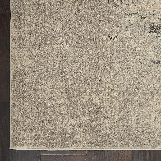 Nourison Home Celestial Ivory Grey 2'2" x 12' Area Rug - Easy Clean, Non Shedding, Bed Room, Living Room, Dining Room, Kitchen (12' Runner)