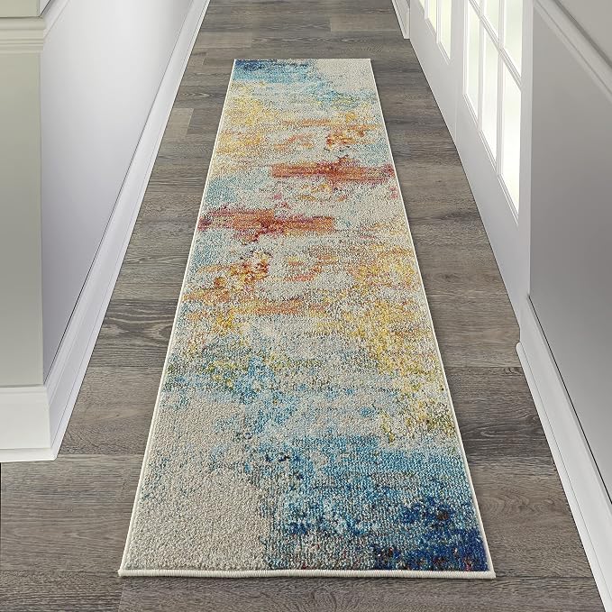 Nourison Home Celestial Sealife 2' x 6' Area Rug - Easy Clean, Non Shedding, Bed Room, Living Room, Dining Room, Kitchen (6' Runner)