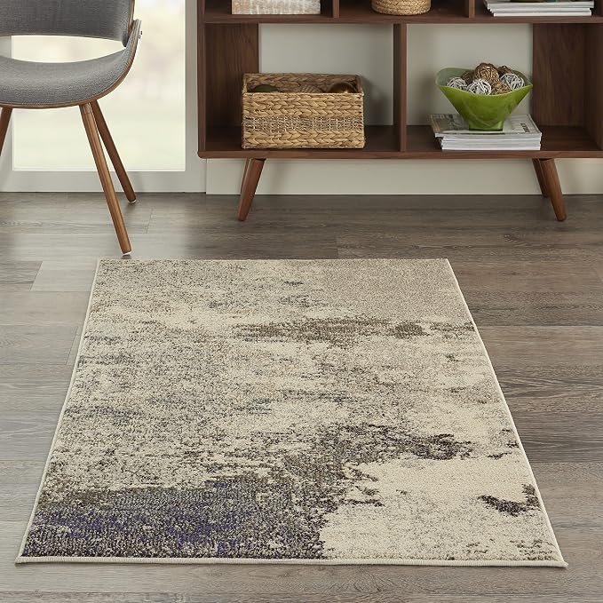 Nourison Home Celestial Ivory Grey 3' x 5' Area Rug - Easy Clean, Non Shedding, Bed Room, Living Room, Dining Room, Kitchen (3' x 5')