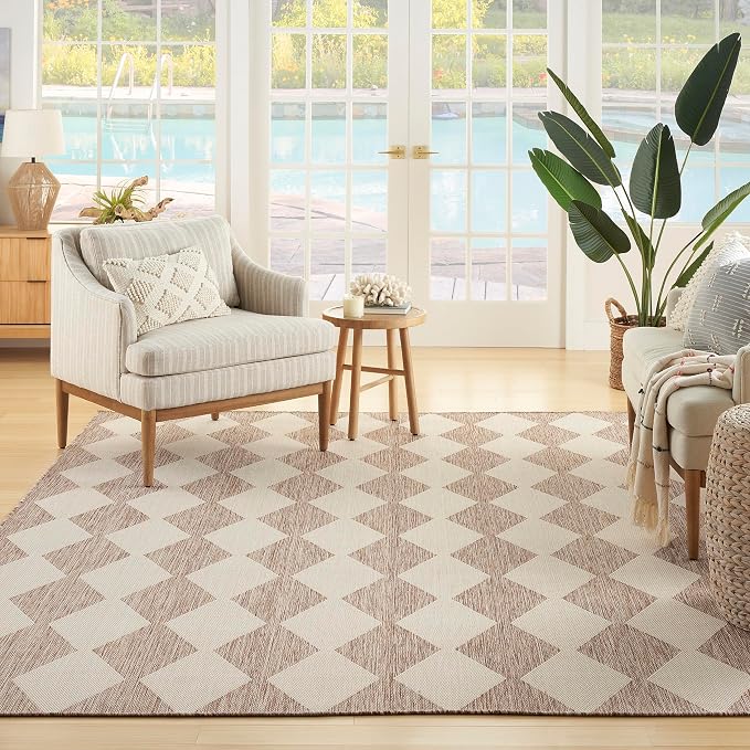 Nourison Home Positano Beige 6' x 9' Area Rug - Easy Clean, Non Shedding, Bed Room, Living Room, Dining Room, Kitchen (6' x 9')