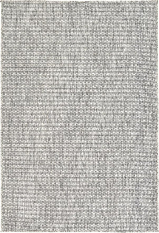 Unique Loom Collection Casual Transitional Solid Heathered Indoor/Outdoor Flatweave Area Rug (4' 1" x 6' 1" Rectangle, Light Gray/Ivory)