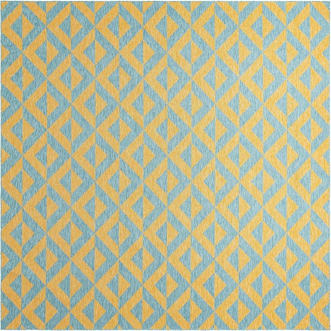 Unique Loom Unique Loom Outdoor Collection Area Rug - Napa (13' Square, Yellow and Aqua/Yellow)