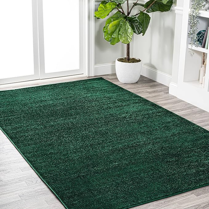 JONATHAN Y Haze Solid Low-Pile Emerald Indoor Area Rug 4x6, Coastal,Bohemian,Minimalist,Classic, Easy-Cleaning for Living Room,Bedroom,Kitchen,Pet Friendly,Non-Shedding (SEU100L-4)