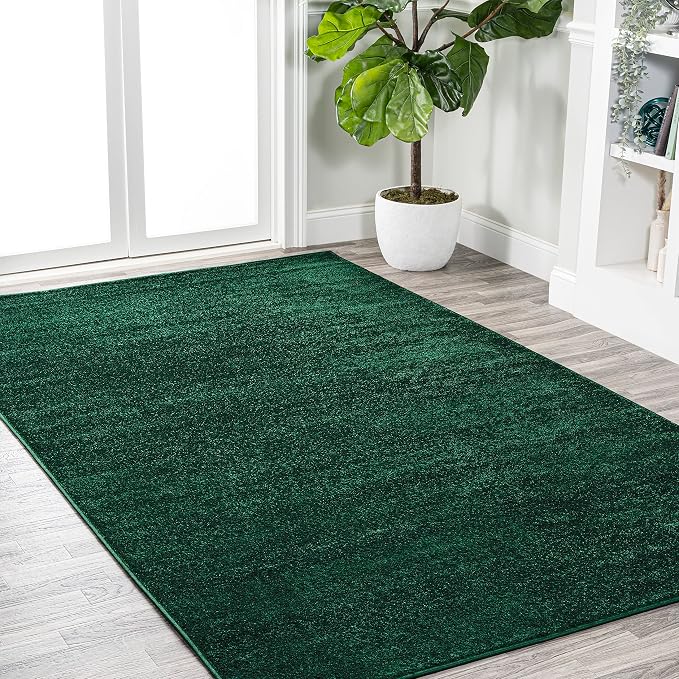 JONATHAN Y Haze Solid Low-Pile Emerald Indoor Area Rug 3x5, Coastal,Bohemian,Minimalist,Classic, Easy-Cleaning for Living Room,Bedroom,Kitchen,Pet Friendly,Non-Shedding (SEU100L-3)