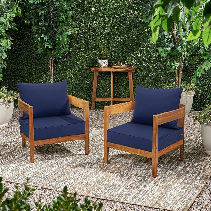 Favoyard Outdoor Seat Cushion Set 22 x 24 Inch Waterproof & Fade Resistant Patio Furniture Cushions with Removable Cover Deep Seat & Back Cushion with Tie Straps for Chair Sofa Couch