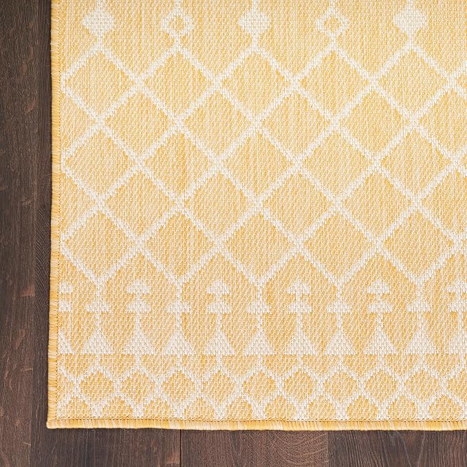Nourison Home Positano Yellow 4' x 6' Area Rug - Easy Clean, Non Shedding, Bed Room, Living Room, Dining Room, Kitchen (4' x 6')