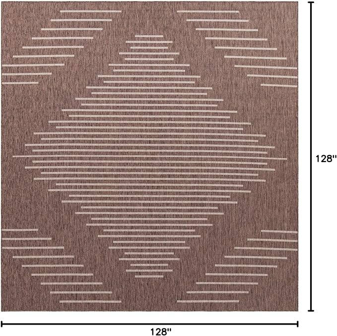 Unique Loom Outdoor Modern Collection Area Rug - Tambor (10' 8" Square Brown/Ivory)