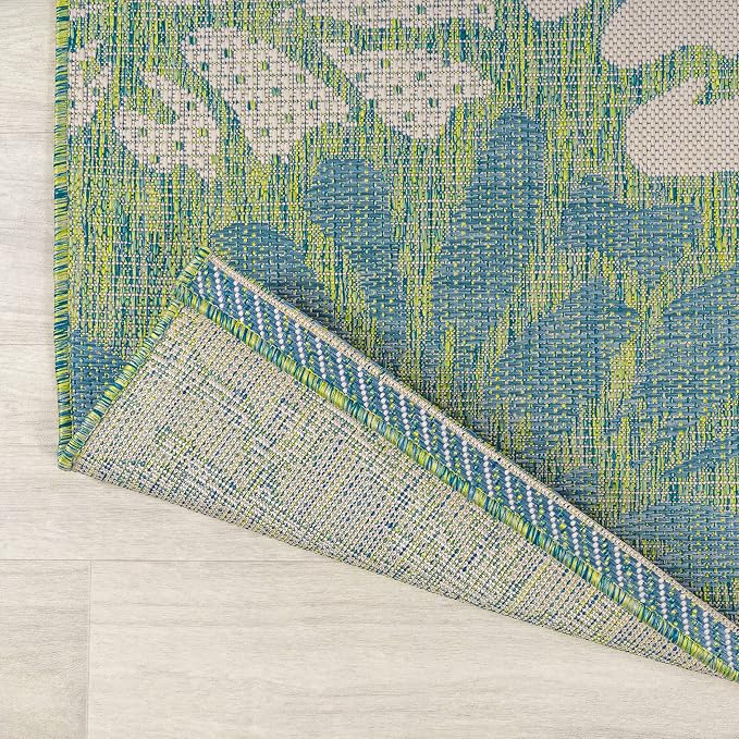 JONATHAN Y Floral Textured Weave Indoor Outdoor Area Rug 3X5 Cream/Green, Zinnia Modern for Backyard, Patio, Porch, Easy-Cleaning, High Traffic, Pet-Friendly, Non-Shedding (SMB110D-3)