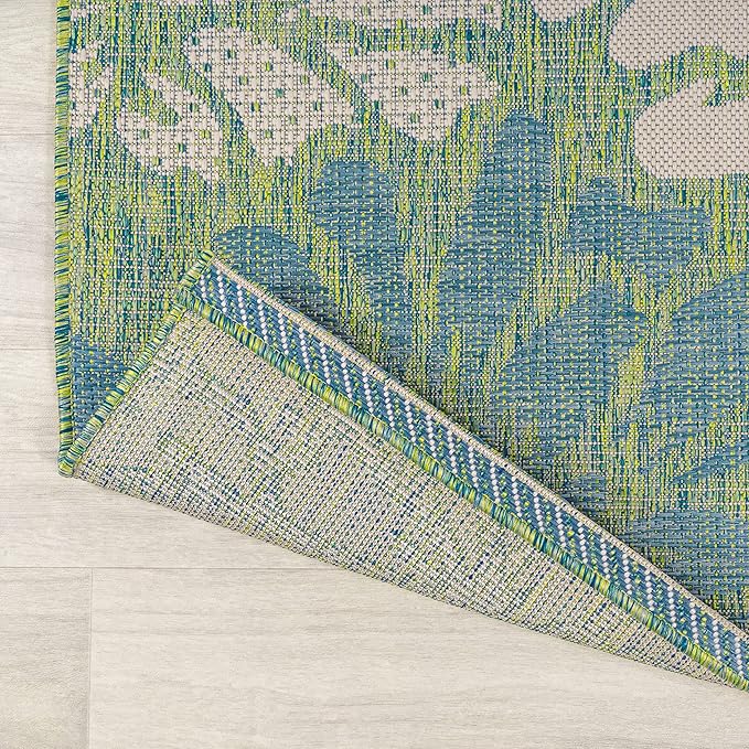 JONATHAN Y Floral Textured Weave Indoor Outdoor Area Rug 4X6 Cream/Green, Zinnia Modern for Backyard, Patio, Porch, Easy-Cleaning, High Traffic, Pet-Friendly, Non-Shedding (SMB110D-4)