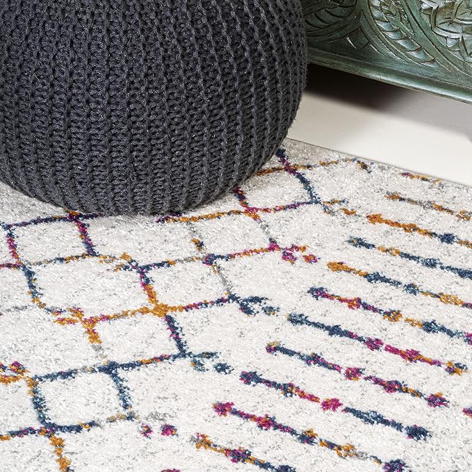 JONATHAN Y Boho Vintage Diamond Cream/Multi Indoor Area Rug 4X6 ft, Moroccan Hype for Living Room, Bedroom, Kitchen, Office, Easy-Cleaning, High Traffic, Pet-Friendly, Non-Shedding (MOH101H-4)