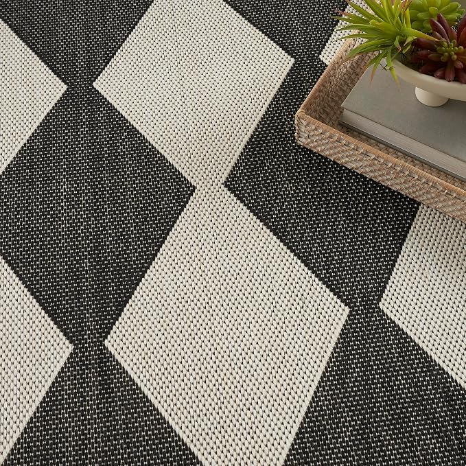 Nourison Home Positano Black 8' x 10' Area Rug - Easy Clean, Non Shedding, Bed Room, Living Room, Dining Room, Kitchen (8' x 10')