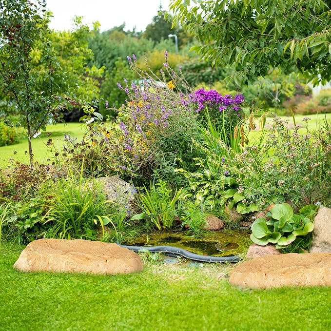 Sunnydaze 3.5” H Flat Faux Landscape Rock Cover - Lightweight Polyresin Fake Rock Well Pump Cover for Outside – Realistic Natural Texture – Sand