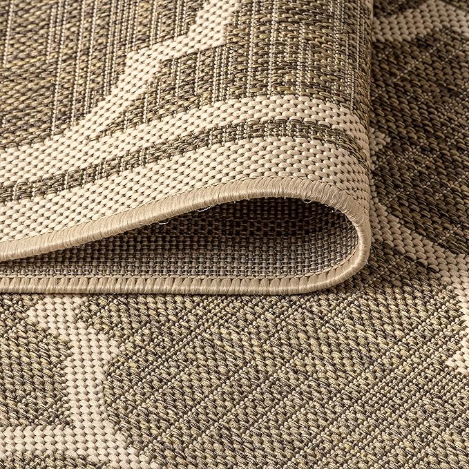 JONATHAN Y Moroccan Trellis Indoor Outdoor Octagon Area Rug 5 Ft Brown/Beige, Trebol Textured Weave for Backyard, Patio, Porch, Easy-Cleaning, High Traffic, Pet-Friendly, Non-Shedding (SMB109A-5TGN)