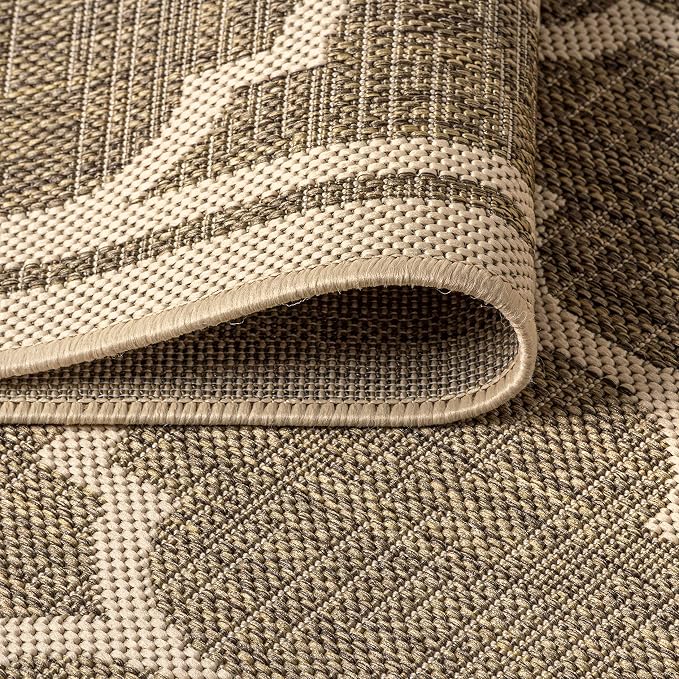 JONATHAN Y Moroccan Trellis Indoor Outdoor Round Area Rug 3 Ft Brown/Beige, Trebol Textured Weave for Backyard, Patio, Porch, Easy-Cleaning, High Traffic, Pet-Friendly, Non-Shedding (SMB109A-3R)