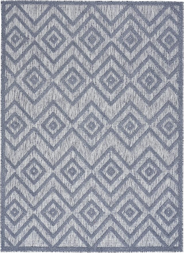 Nourison Home Versatile Denim Blue 5' x 7' Area Rug - Easy Clean, Non Shedding, Bed Room, Living Room, Dining Room, Kitchen (5' x 7')