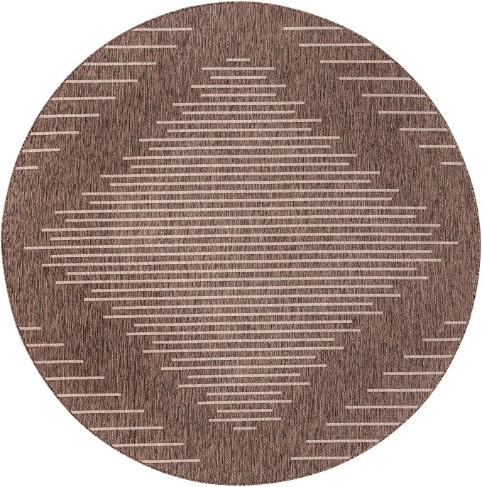 Unique Loom Outdoor Modern Collection Area Rug - Tambor (7' 10" Round, Brown/ Ivory)
