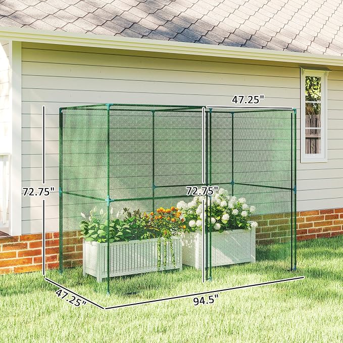 Outsunny 8' x 4' x 6' Crop Cage, Plant Protection Tent with Zippered Doors for Vegetable Garden, Backyard, Green